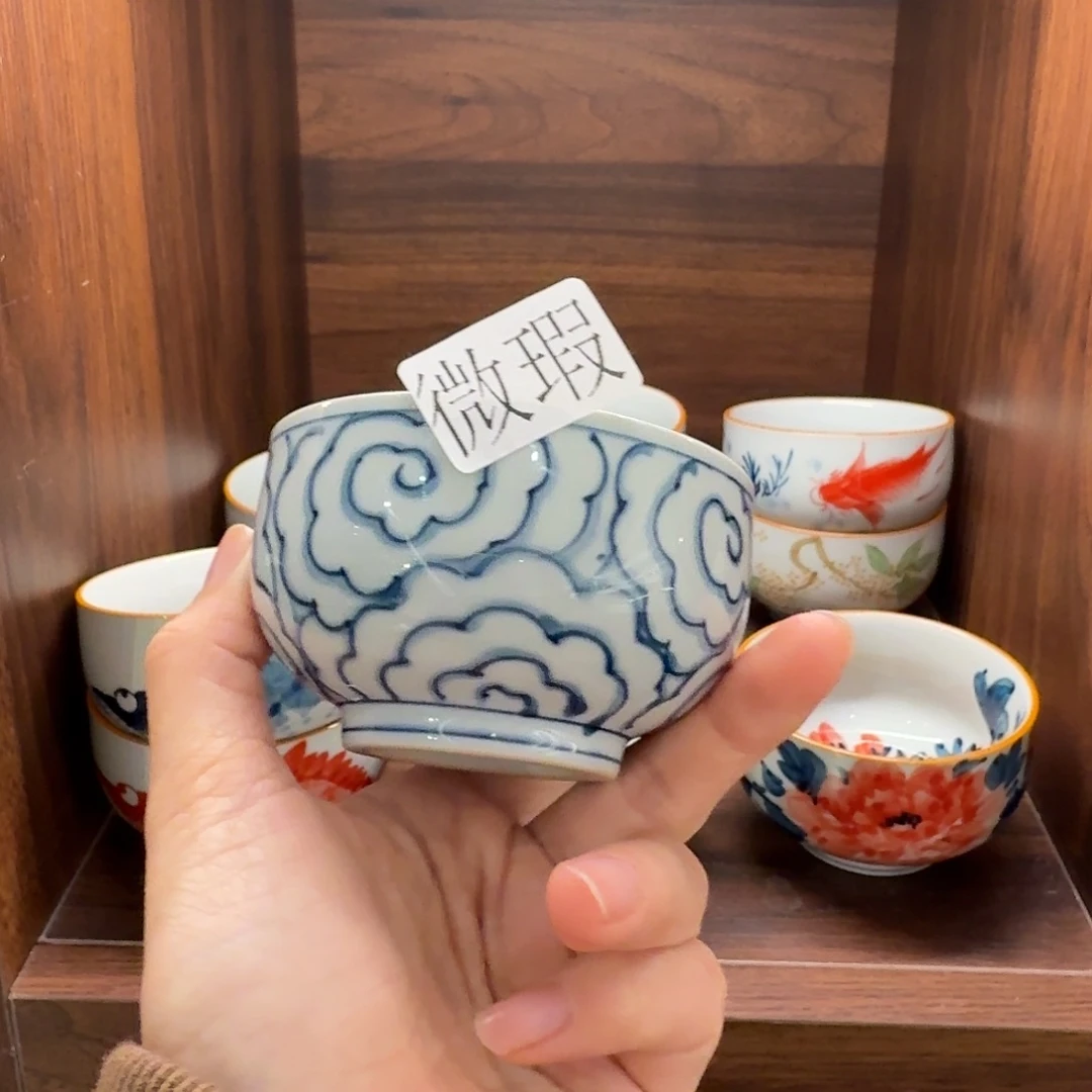釉下手绘茶具微瑕