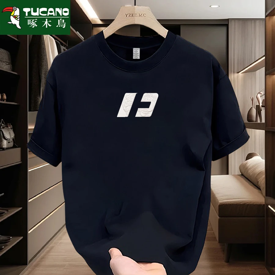 啄木鸟夏季男士纯棉短袖T恤男女潮流宽松圆领百搭印花全棉半袖ins