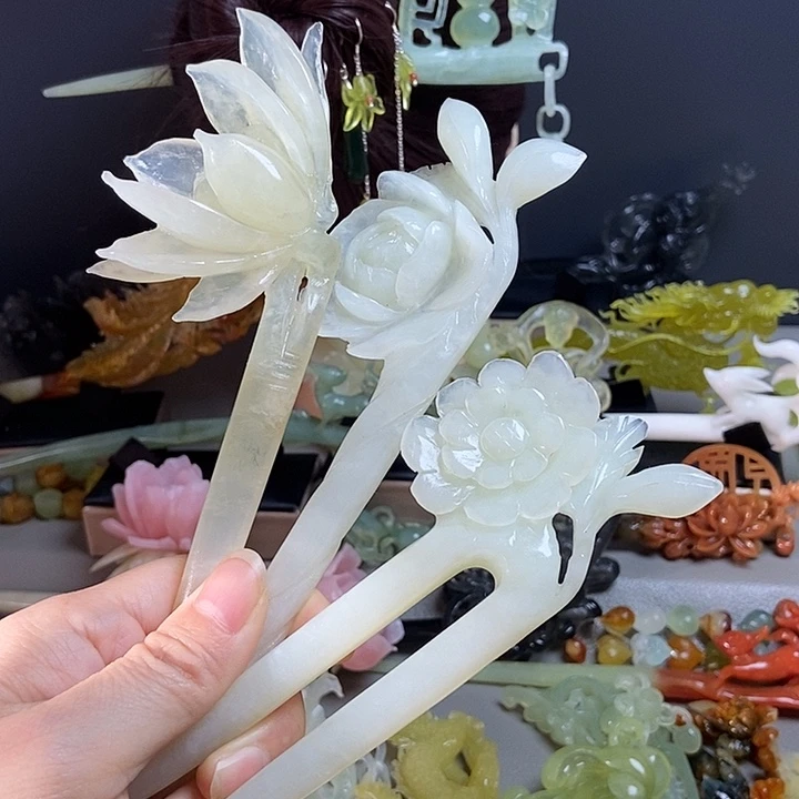 岫玉未镶嵌发簪发簪