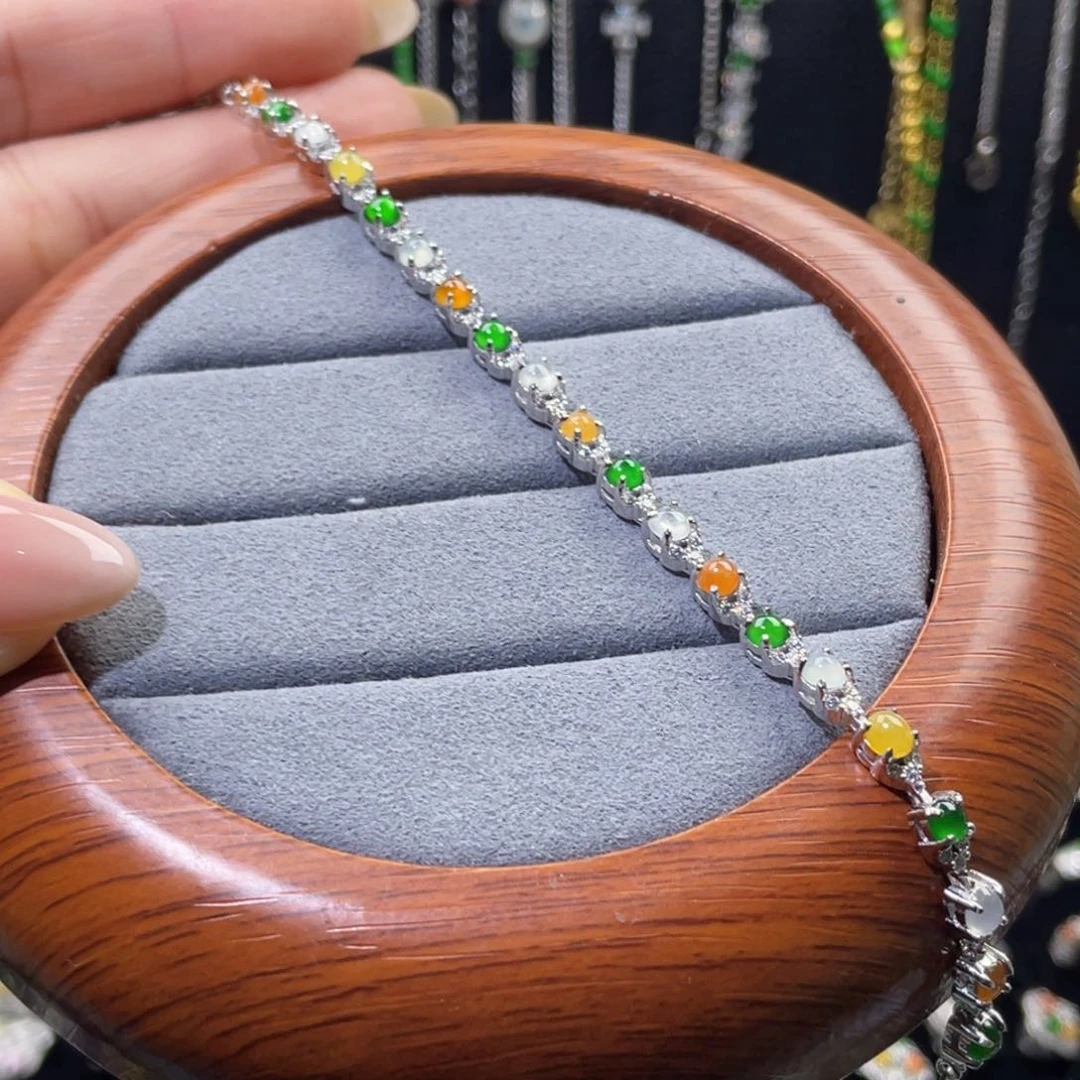 手链翡翠银S925镶嵌