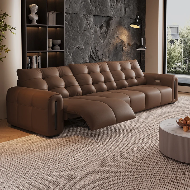 零靠墙电动功能沙发意式极简客厅直排可调节伸缩沙发家用现代简约