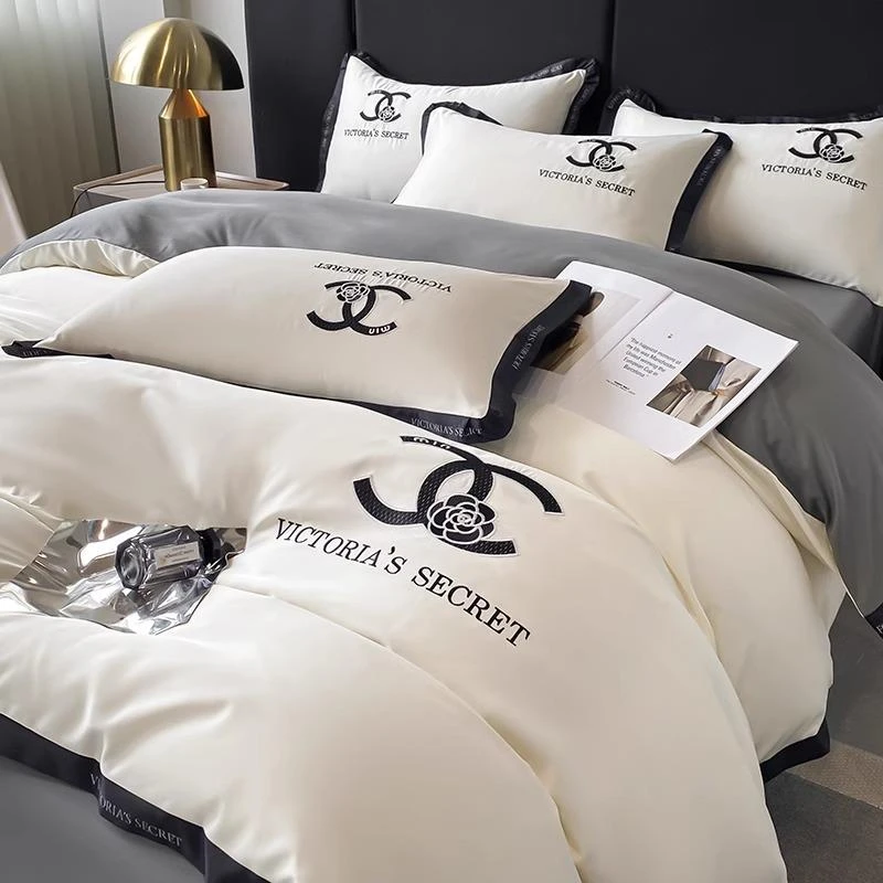 高档水洗真丝床笠四件套丝滑裸睡被套夏季冰丝床单简约轻奢风床品