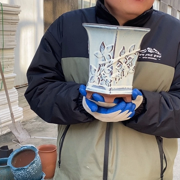 紫砂花盆口17高20瑕疵