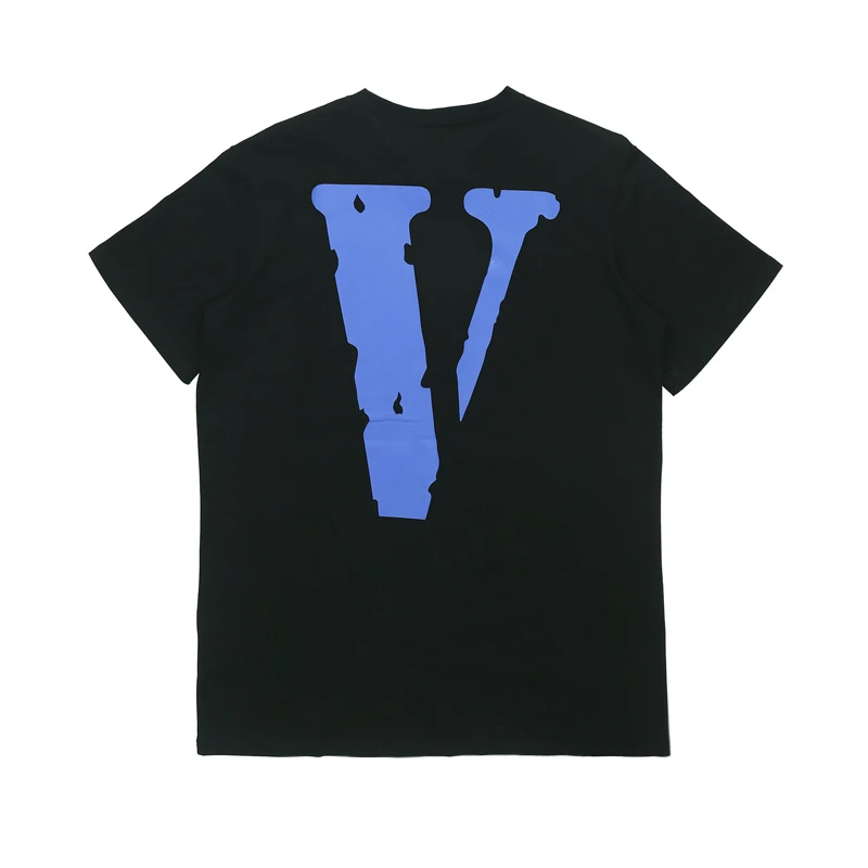蓝V 夏季男士圆领短袖t恤圆领t恤男男女同款情侣宽松印花美潮