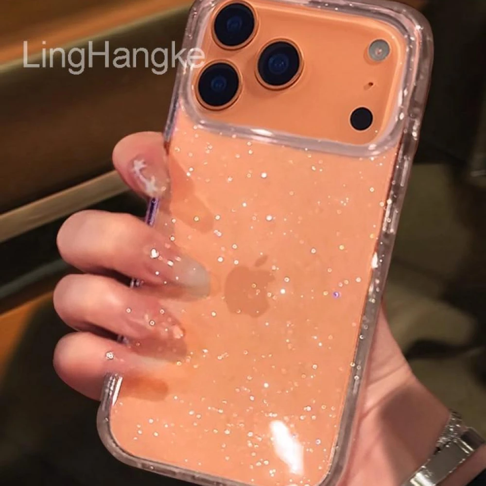 新款透明适用iphone17promax手机壳16promax气质女神爆款闪粉唯美