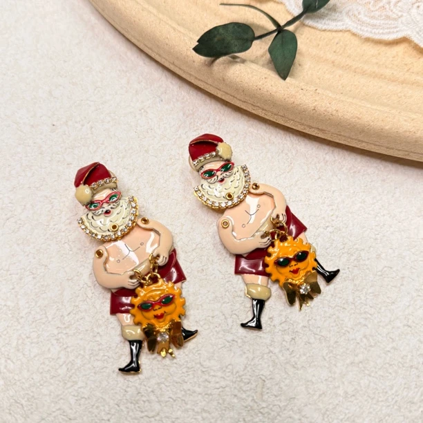 铜合金珐琅耳饰 【六六中古】孤品造型感耳钉th6320