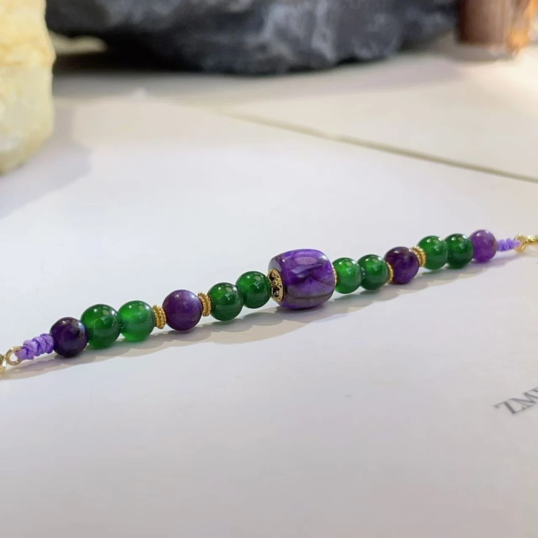舒俱来高阶紫罗兰桶珠翡翠0.4延长链18k/6cm/6.5mm+/AZB4389
