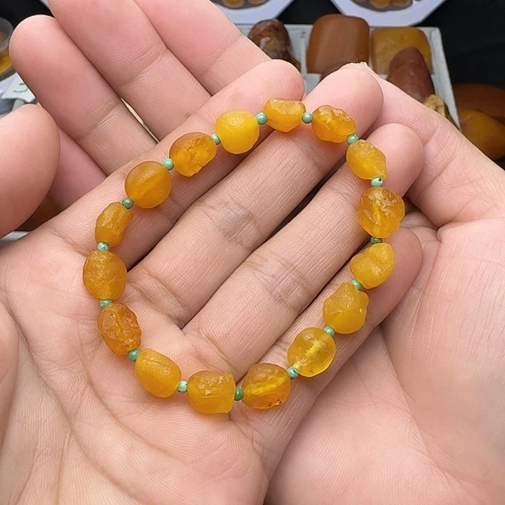 琥珀未镶嵌裸石天然蜜蜡手串