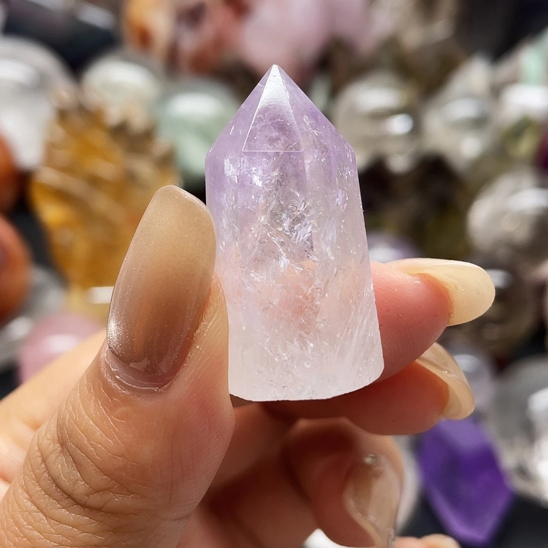 水晶珠宝半成品未镶嵌41紫水晶柱子