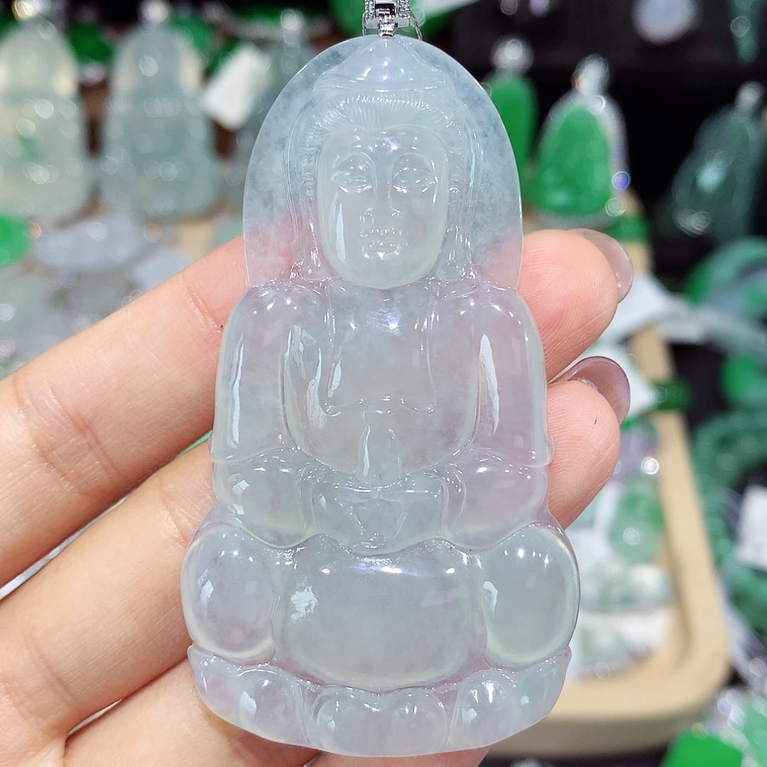 颈饰18K金镶嵌翡翠观音