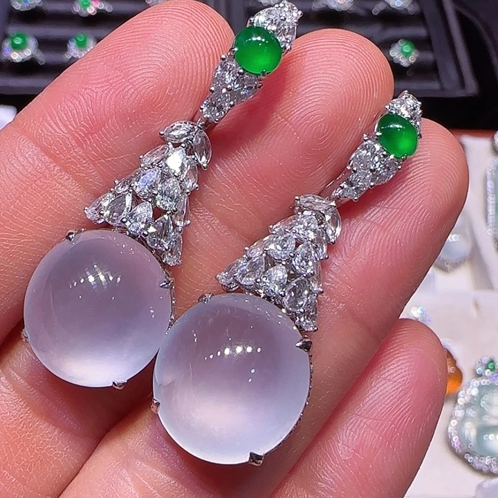 翡翠耳饰18K金镶嵌耳坠