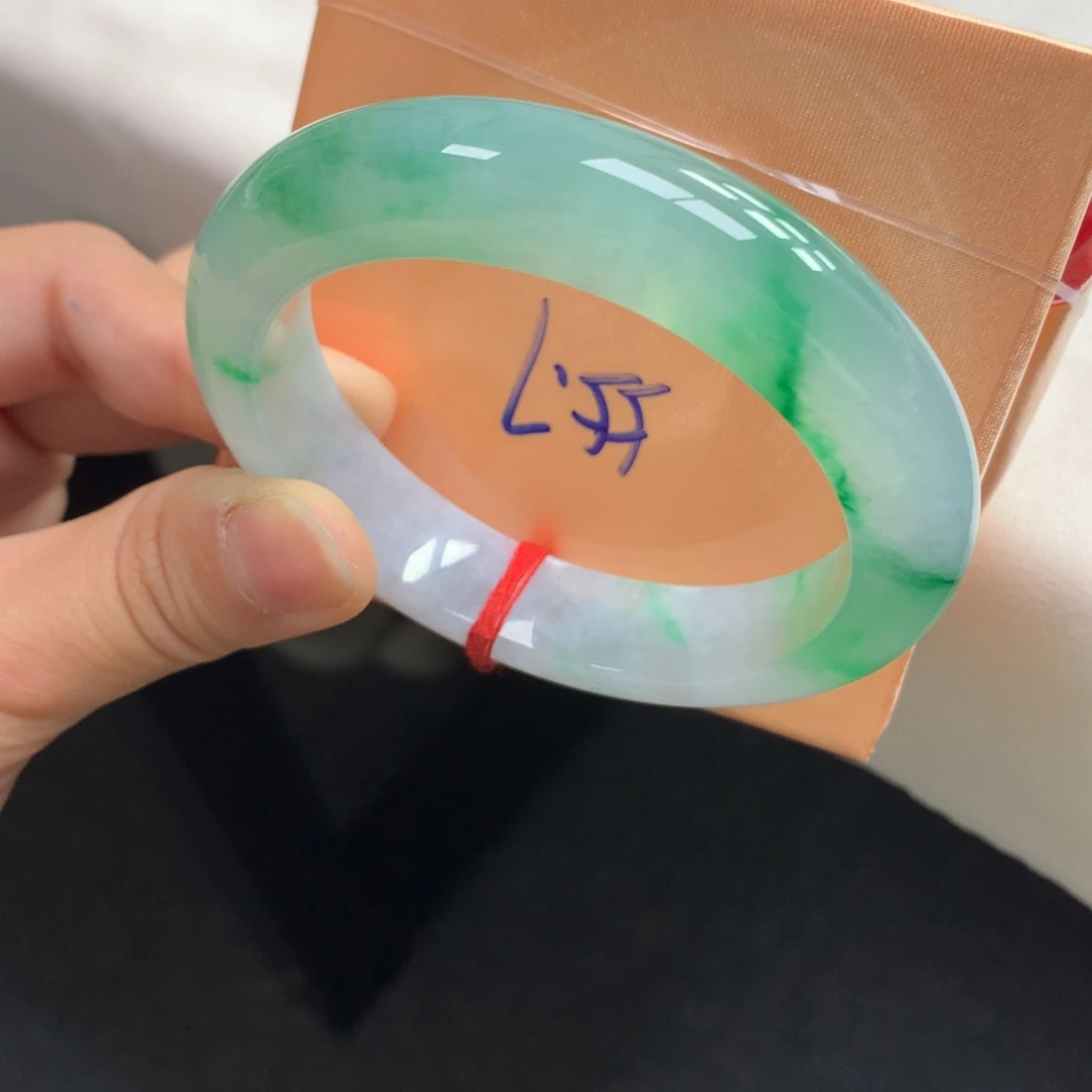 翡翠未镶嵌手镯42号55.7泥鳅背冰绿