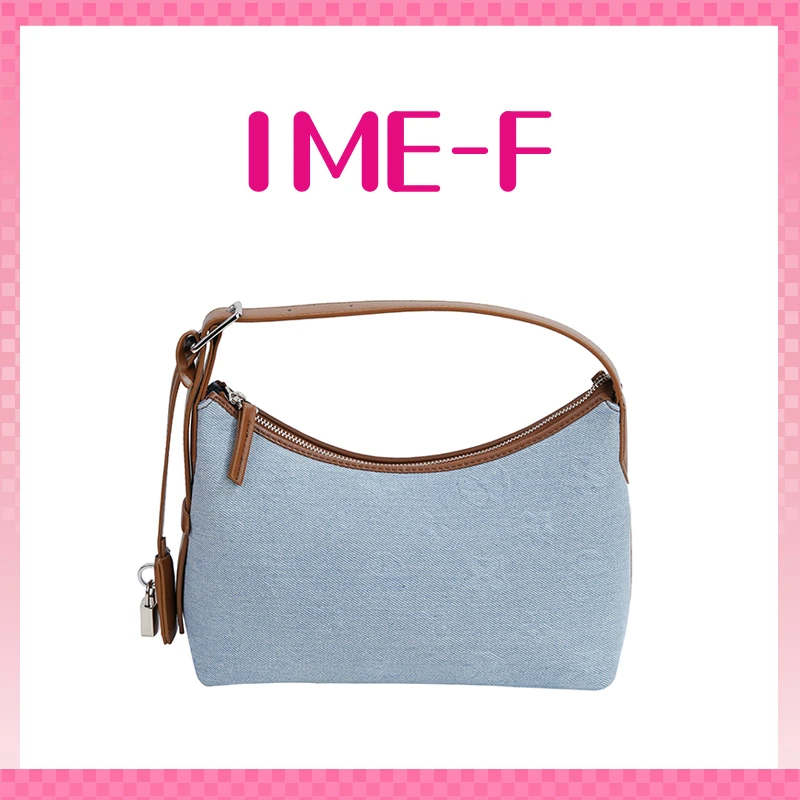 IME-F撞色女士托特包斜跨拼色单肩IME-F经典单肩包腋下包中古