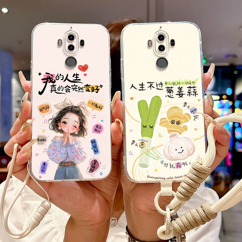 适用华为mate9手机壳MHA-AL00直边透明mha-aloo可爱MT9防摔保护套