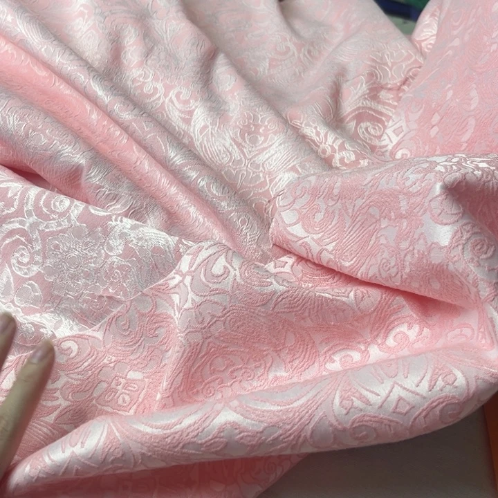 棉混纺粉色提花1米