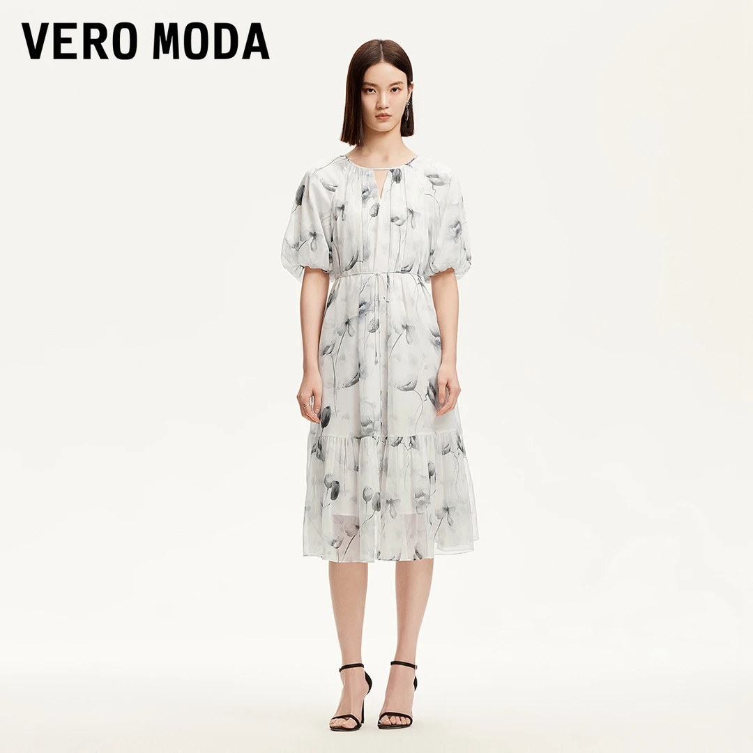 Vero Moda氧气裙连衣裙2025夏日穿搭水墨风印花浪漫清新32526Z004