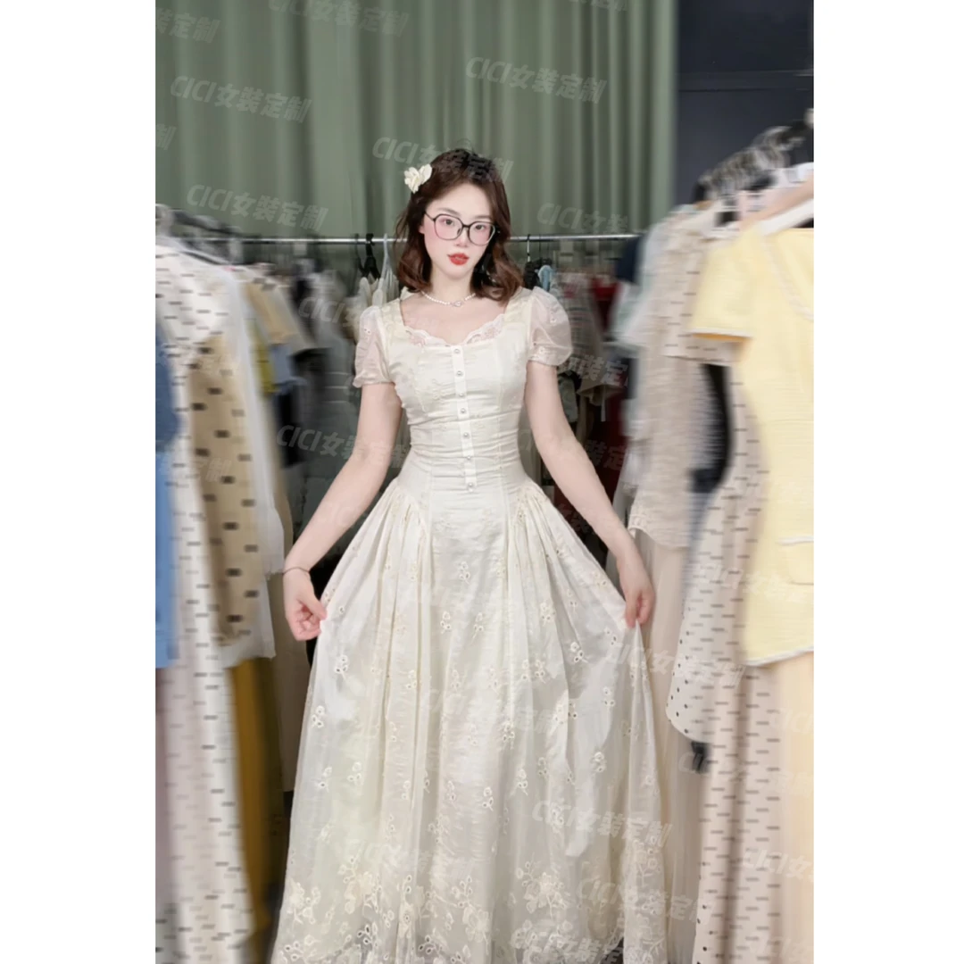 【月光秘语】绝美蕾丝收腰长款连衣裙