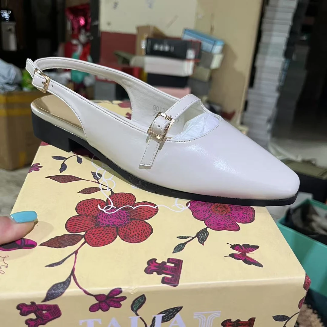 B-253  新款 米色包头后空凉鞋90137015K