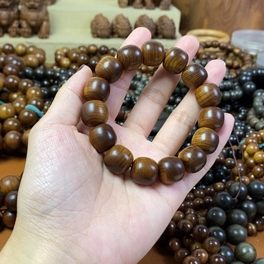 老山檀香黑肉沉水14-15桶珠手串