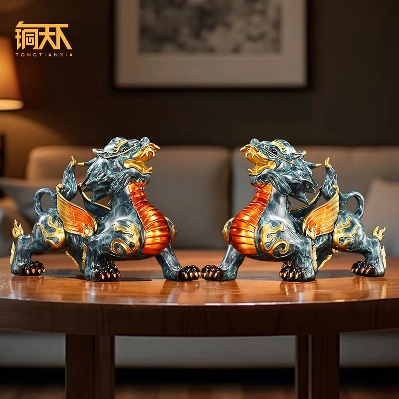 铜天下彩铜貔貅摆件家具玄关办公室客厅前台装饰开业礼品