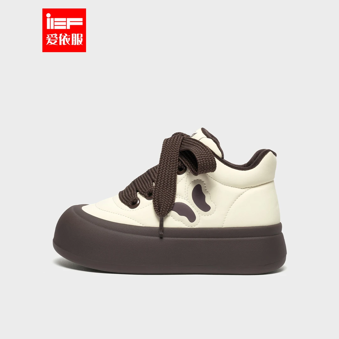 IEF/爱依服2024新款轻奢冬季女高帮厚底小白鞋