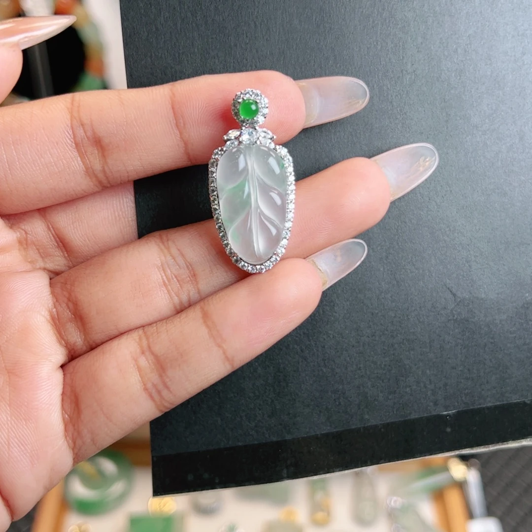 石英质玉银S925镶嵌吊坠(不含链)