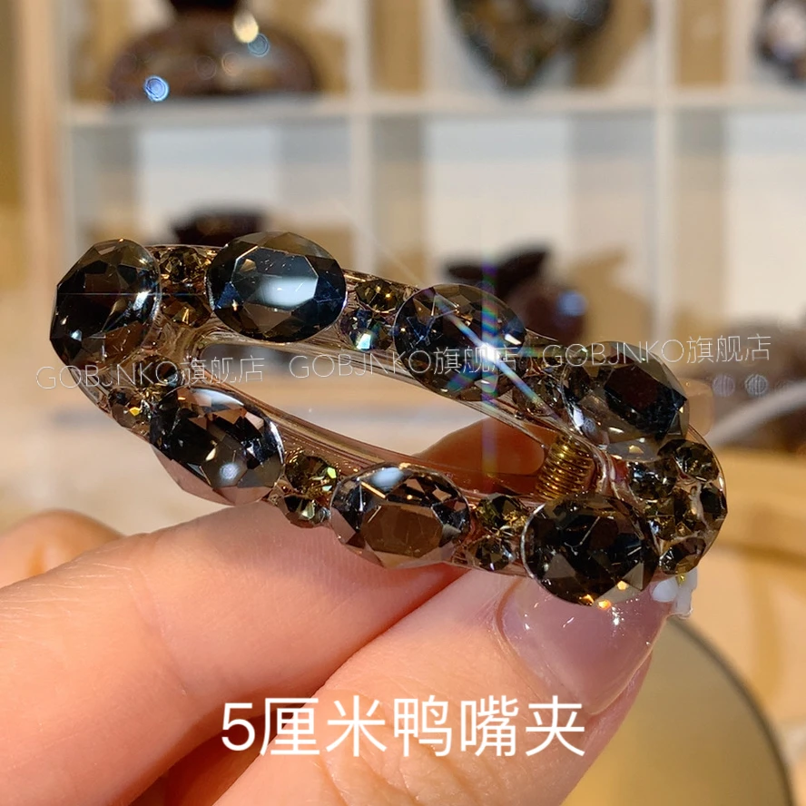 GOBJNKO韩版满钻鸭嘴夹个性边夹气质网红轻奢百搭发卡复古简约