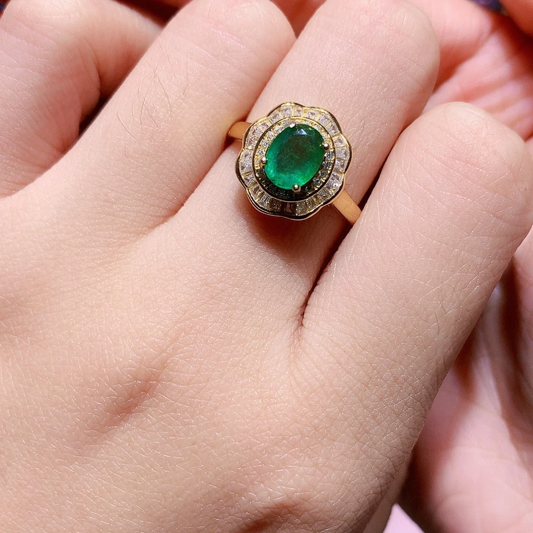 银S925镶嵌戒指祖母绿