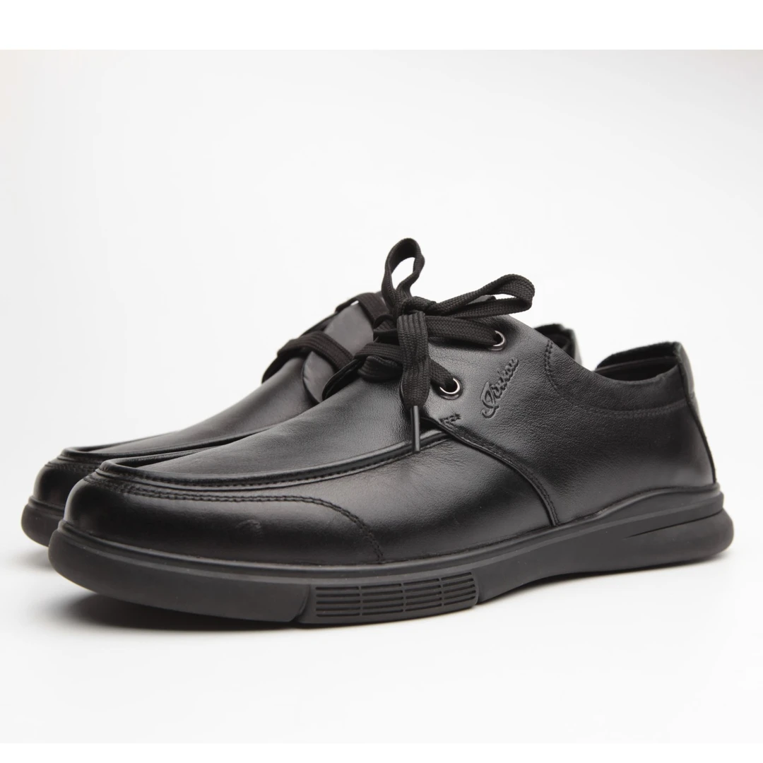 Jinho/金猴车缝线厚底系带圆头休闲皮鞋正装软底皮鞋250122A