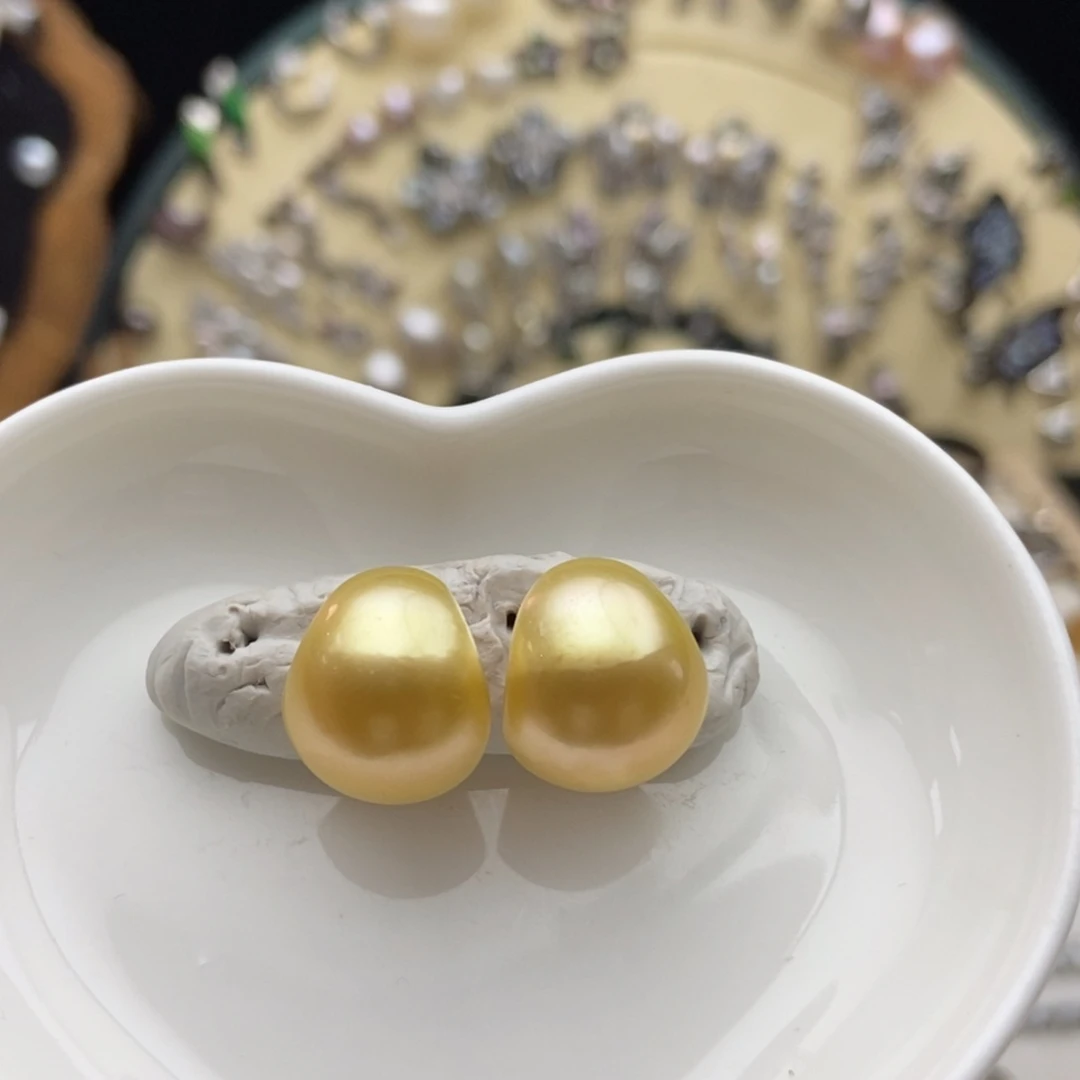 银S925镶嵌画框海水珍珠金珠耳包