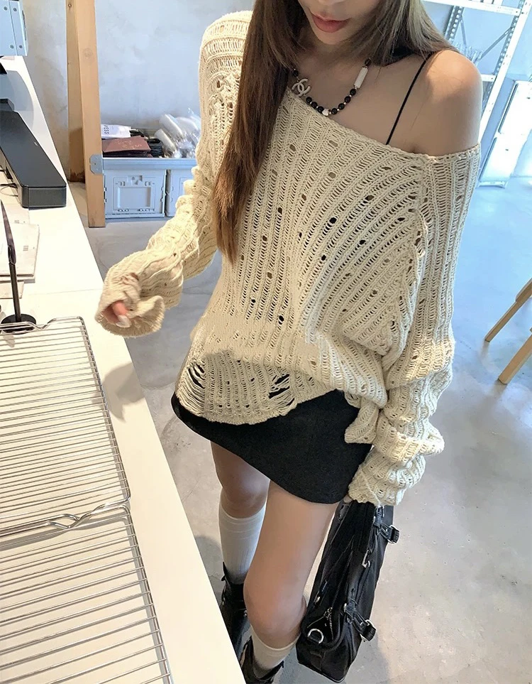 罩衫   破洞奶白