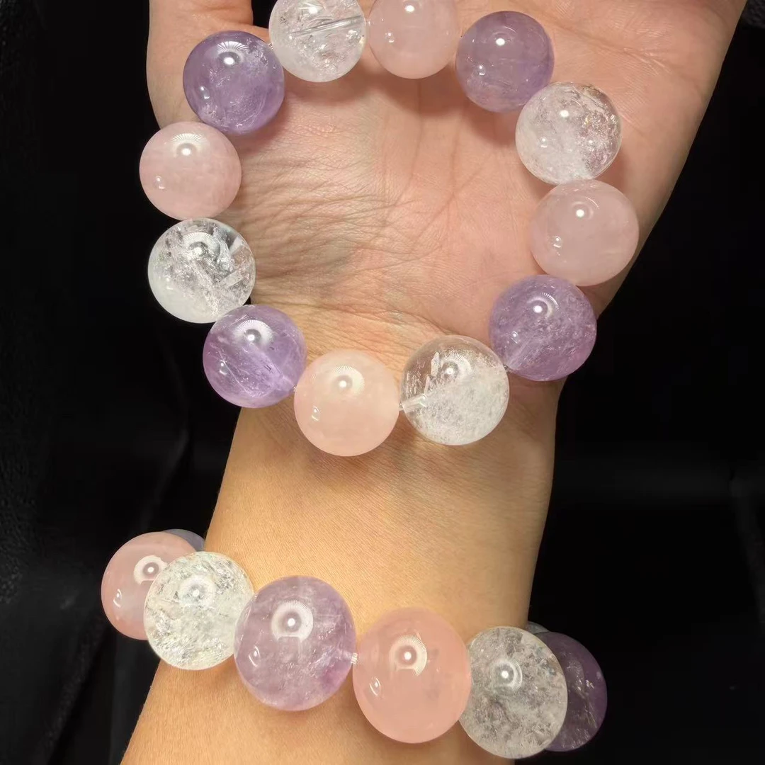 （紫汐）手串约16mm天然水晶diy手串多样性发一
