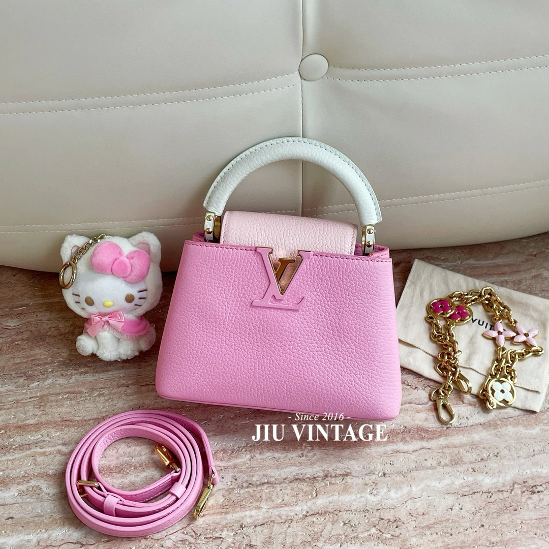 99新 LouisVuitton/路易威登 Capucinemini粉色双链条包JM11-0790