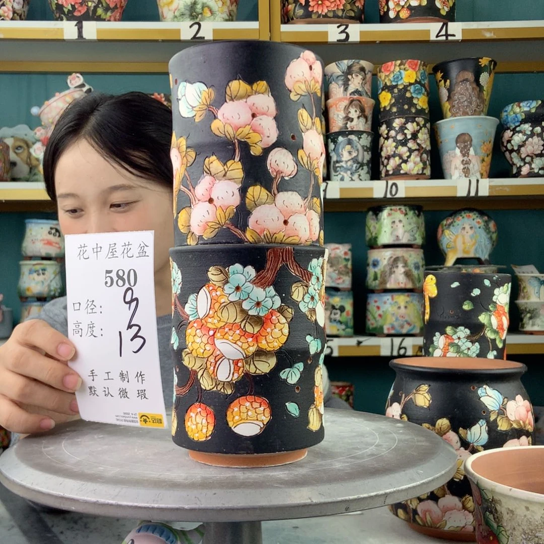 我***姐陶景德镇手工花盆580