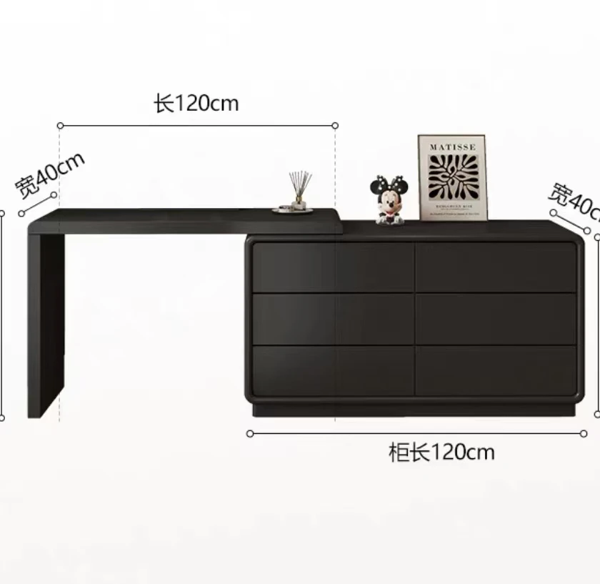 烤漆实木梳妆台黑色轻奢风化妆桌斗柜卧室简约现代2025新款家用
