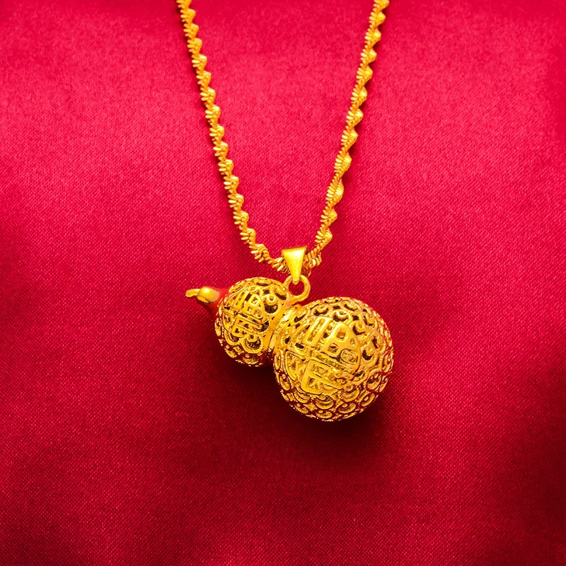 铜合金项链 新款传承工艺缕空福字葫芦项链女项链