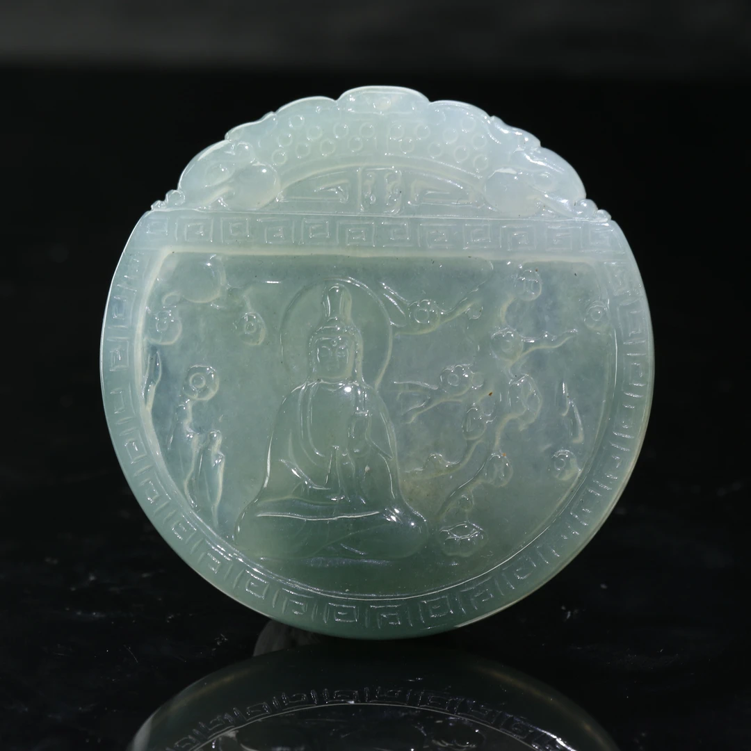 12天然缅甸翡翠A货观音牌/900529/上海嘉禾拍卖