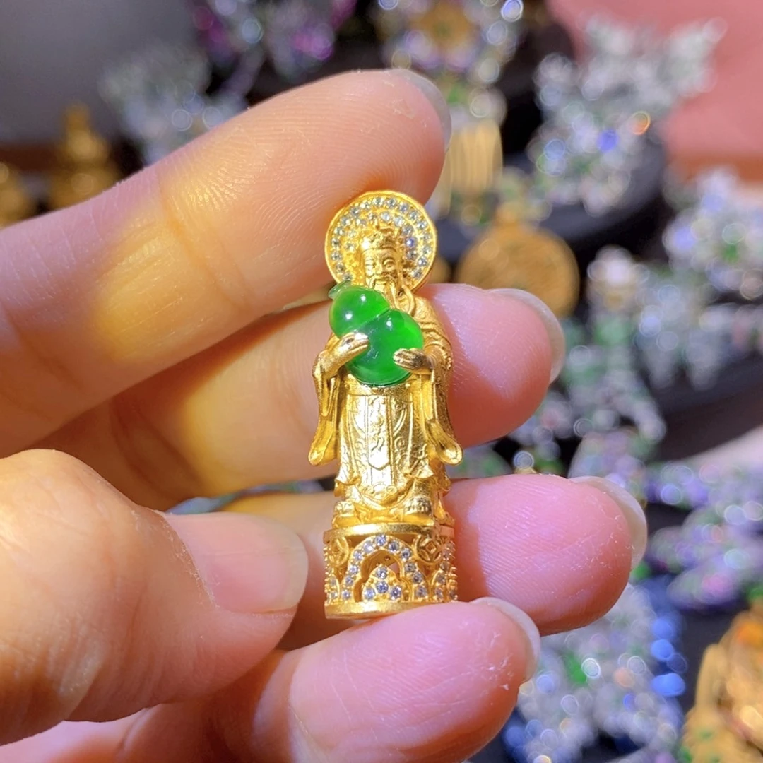 吊坠(不含链)银S925镶嵌翡翠