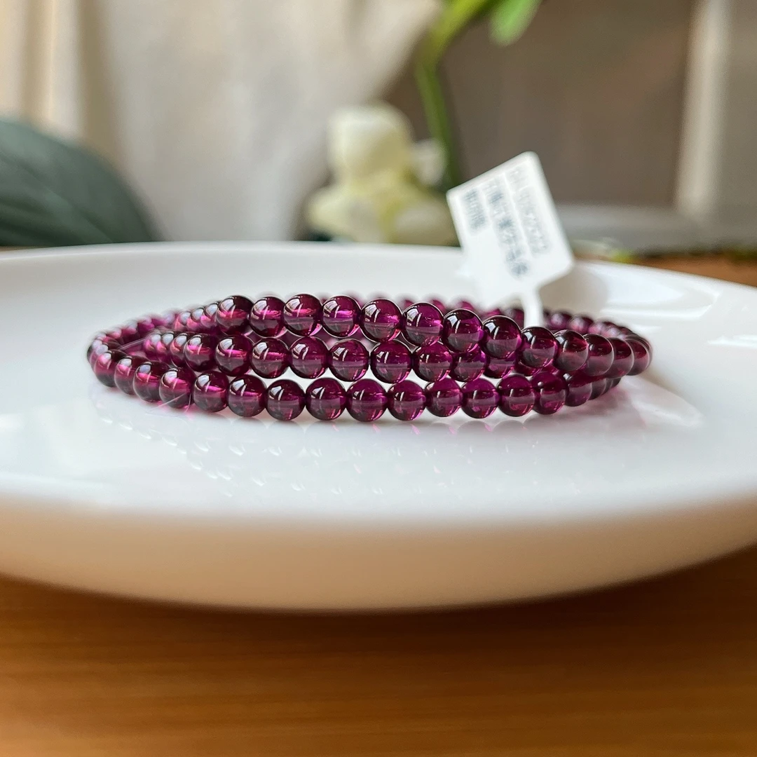 【郭老师】约4.5-5mm高品质石榴石紫牙乌多圈项链