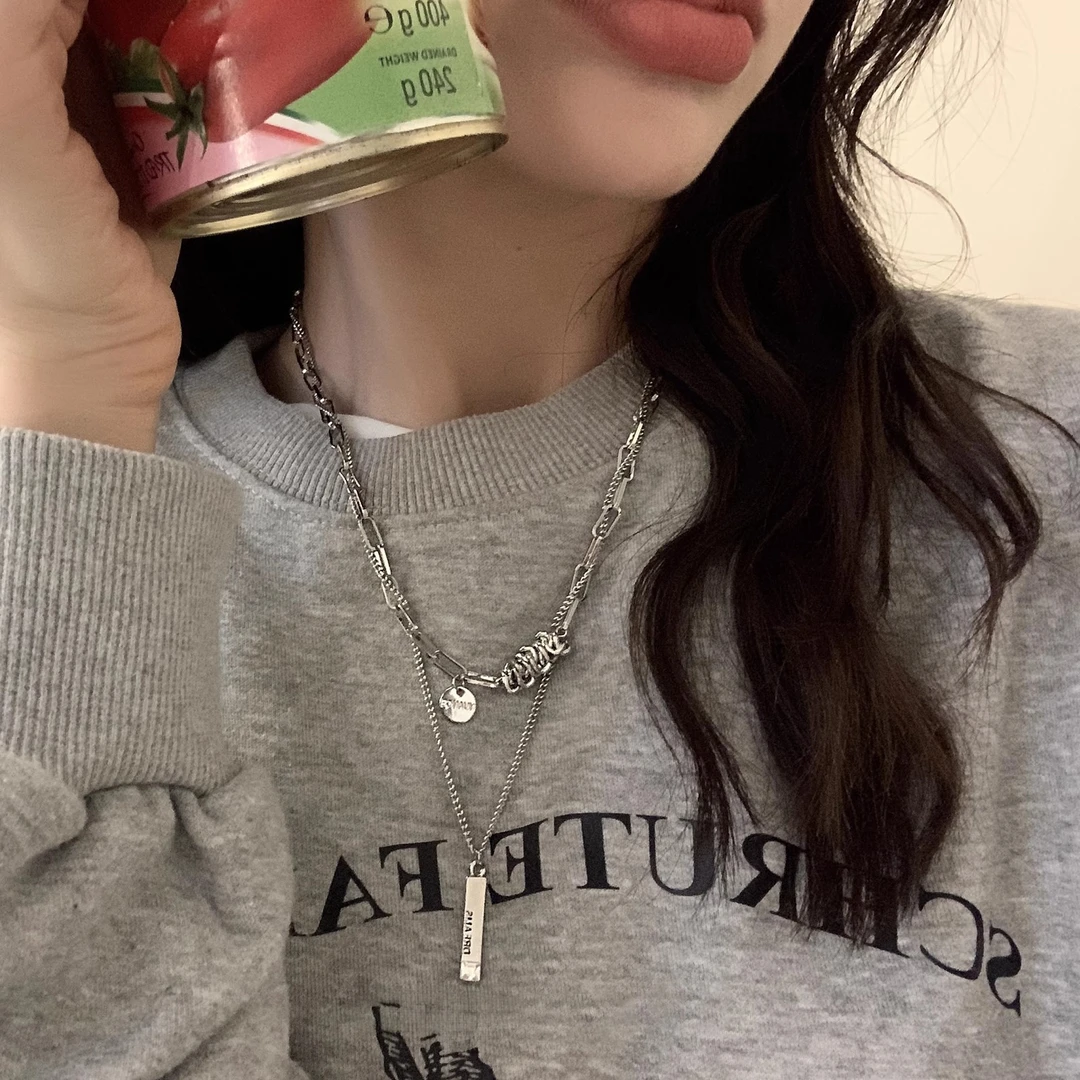 小众设计叠戴双层吊坠项链2025年新款嘻哈配饰