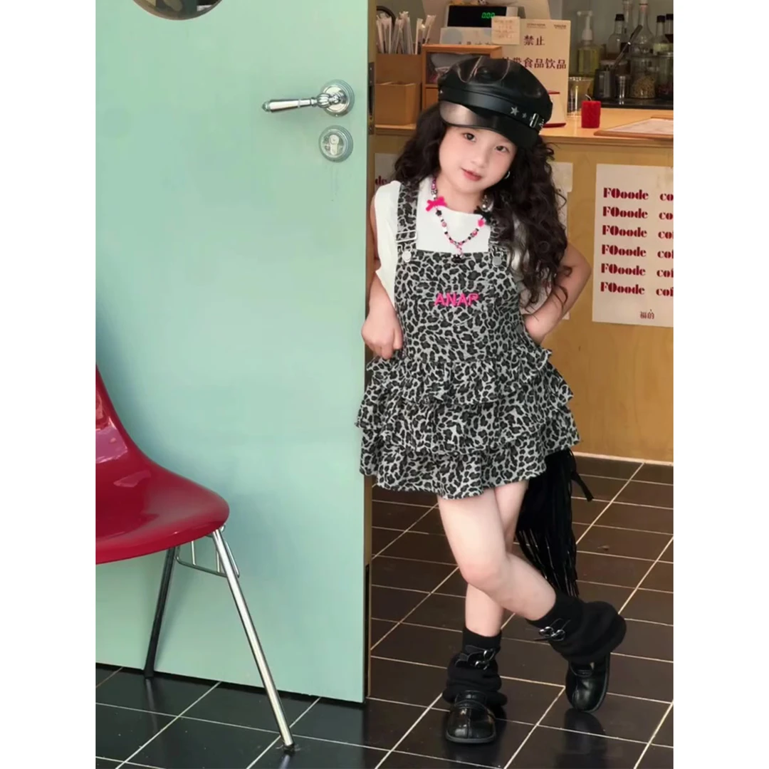 现货】壹妈童装夏季休闲风2025年新款女童豹纹薄款套装幂式穿搭