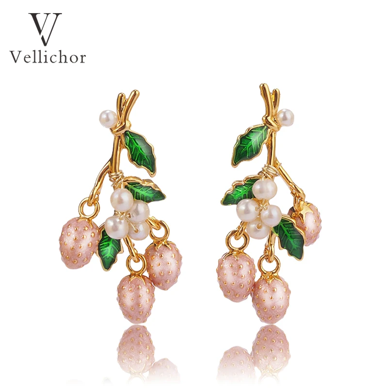 铜合金耳饰 文艺精致可爱奶油草莓耳钉女新轻奢耳环耳饰