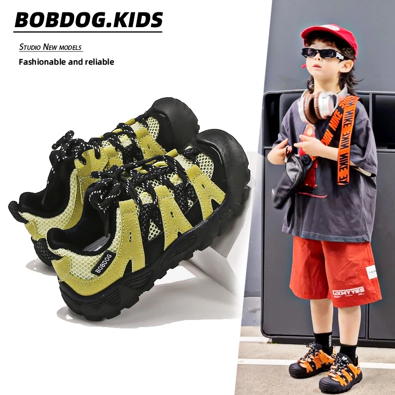 Bobdog/巴布豆网面春夏透气防滑轻便户外运动鞋休闲跑步适用童鞋