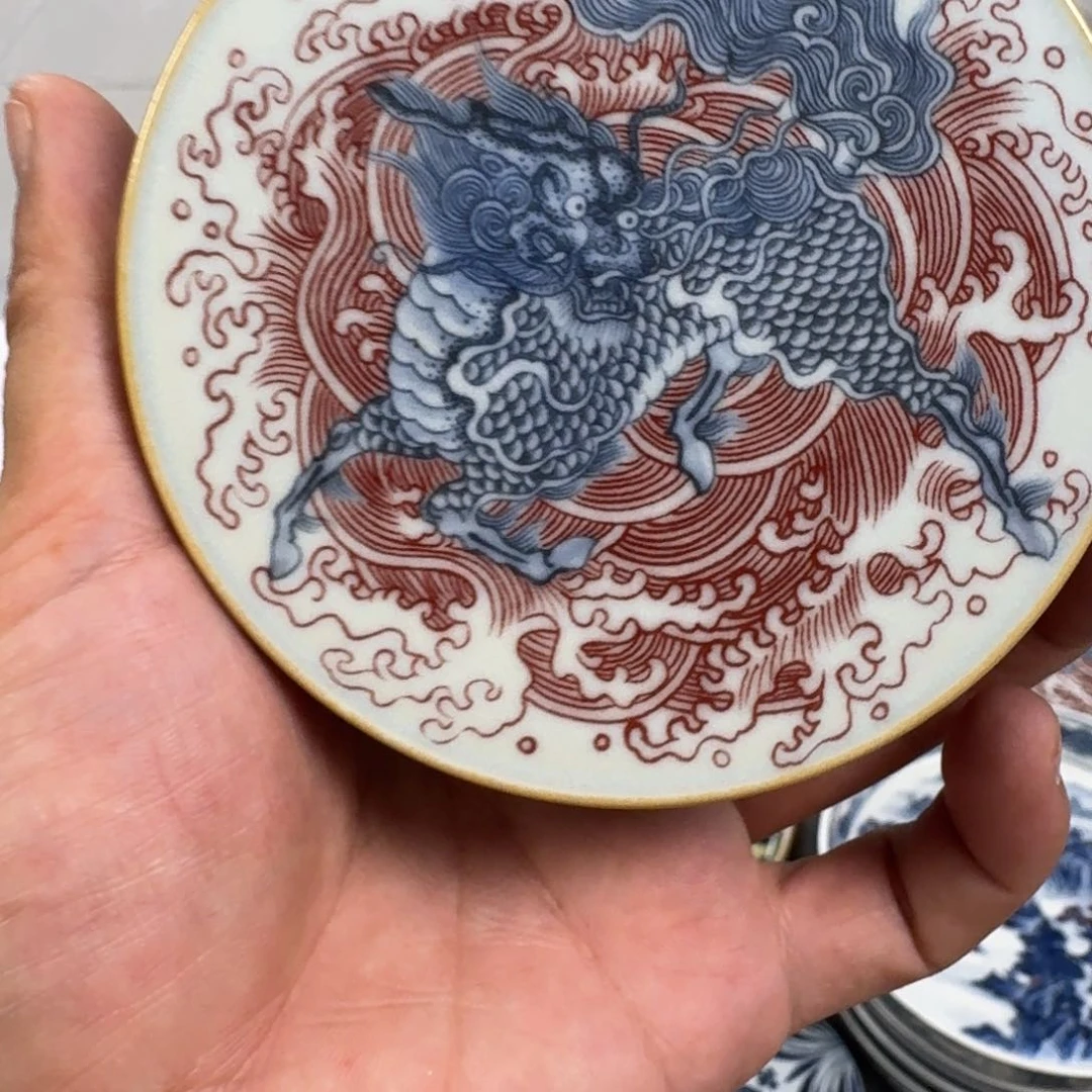 杯麒麟踏浪盖置景德镇