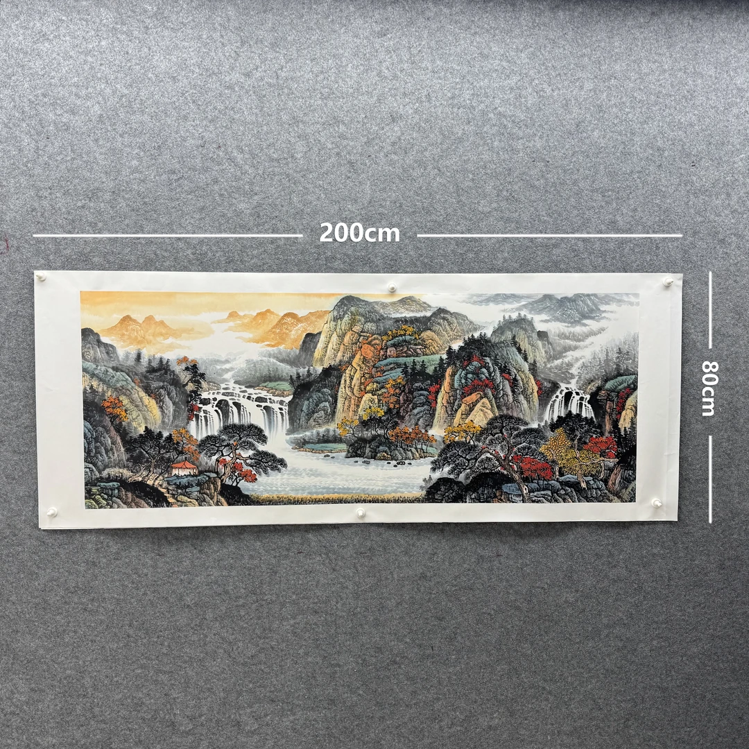 【山水画】张恒禄200*80cm手绘礼盒作品（31）山水呈祥