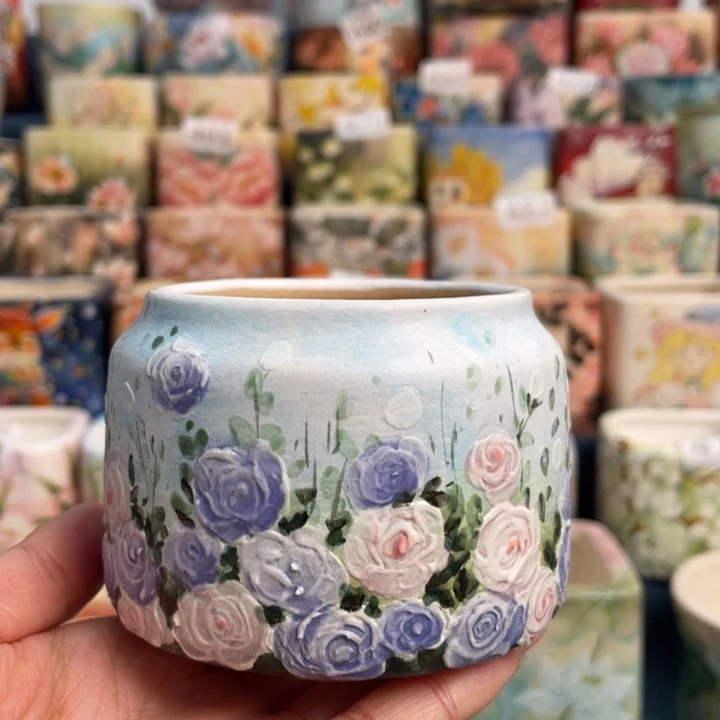 油画玫瑰奶瓶器形