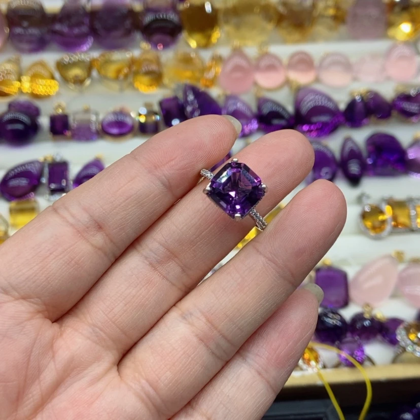 【闪购商品】水晶水晶戒指银S925镶嵌