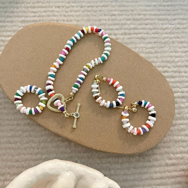 铜合金锆石耳饰 多巴胺圆珠耳环小众个性撞色小清新配饰925银针简