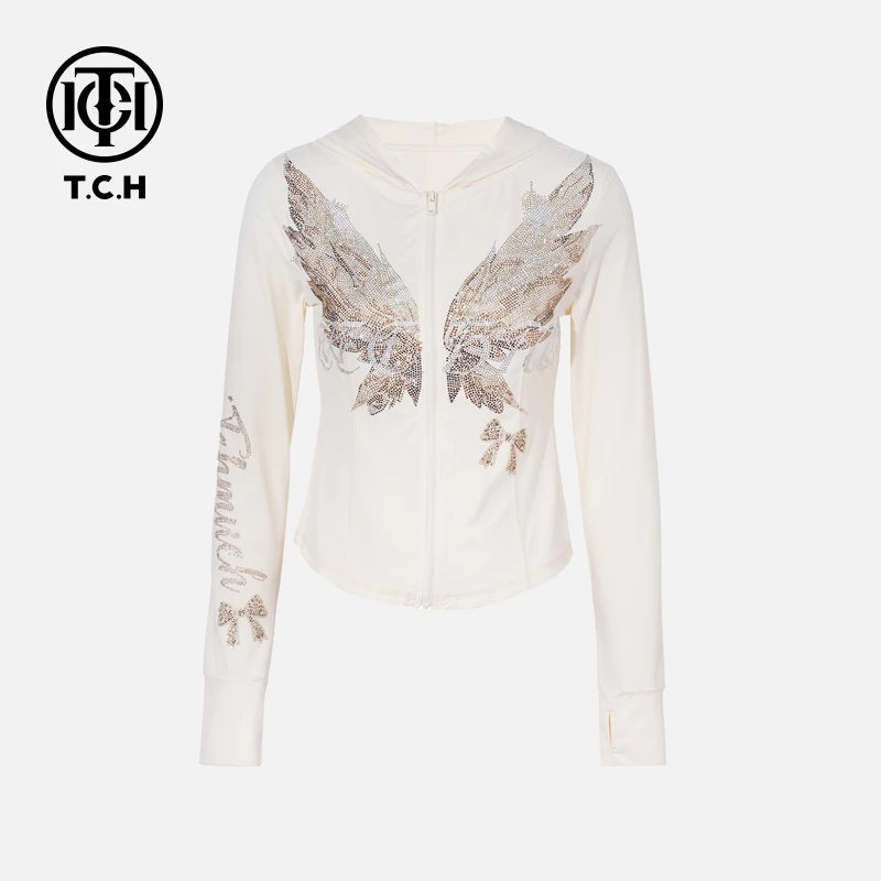 TCH私服烫钻工艺时尚休闲百搭经典翅膀防晒女T75B27E5015轻奢tch