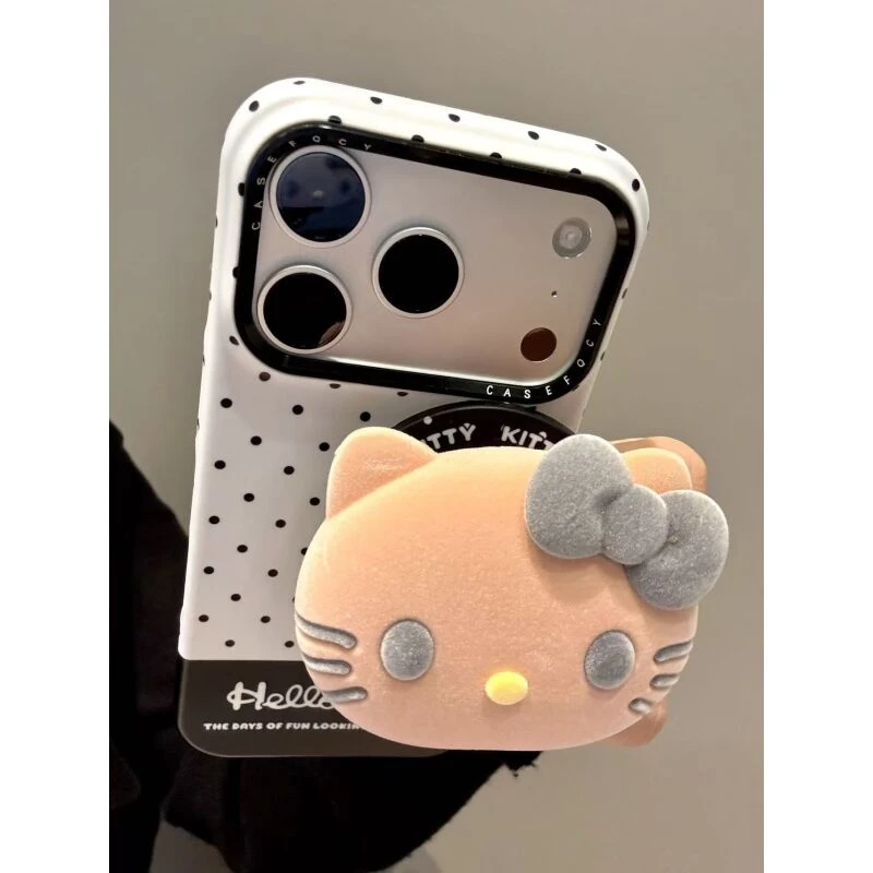 日韩卡通撞色猫咪磁吸支架适用iphone17promax苹果16手机壳15新款